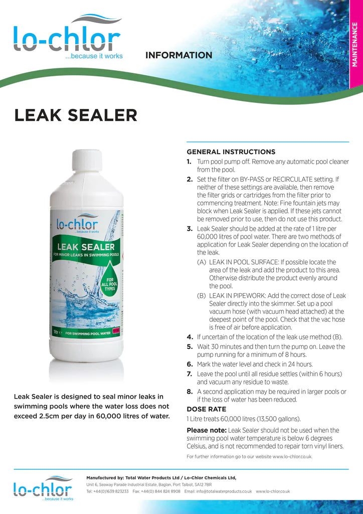 Lo-chlor Leak Sealer - Pool Leak Sealer - Pool Chemical Lo-chlor Leak Sealer - Pool Leak Sealer - Pool Chemical