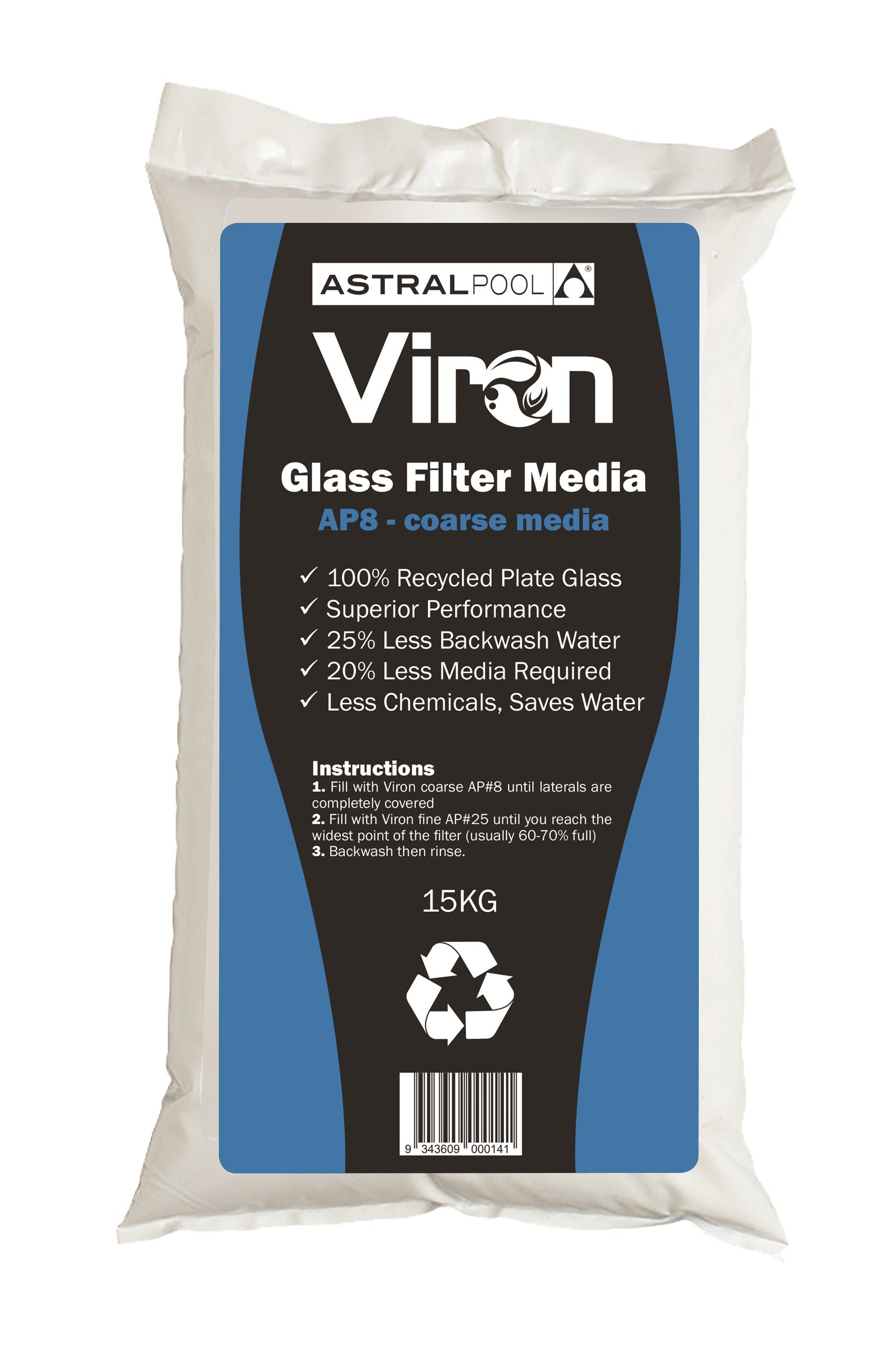 AstralPool Viron AP 8 Glass Filter Media Coarse 15kg