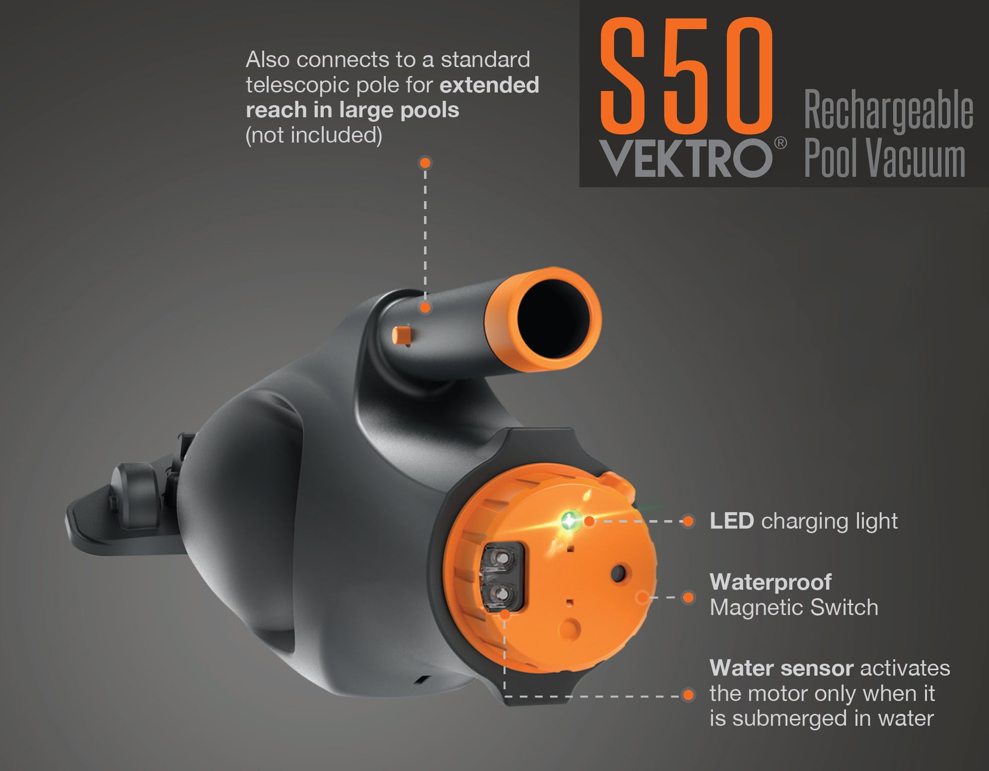 Vektro S50 Rechargeable Pool and Spa Vacuum