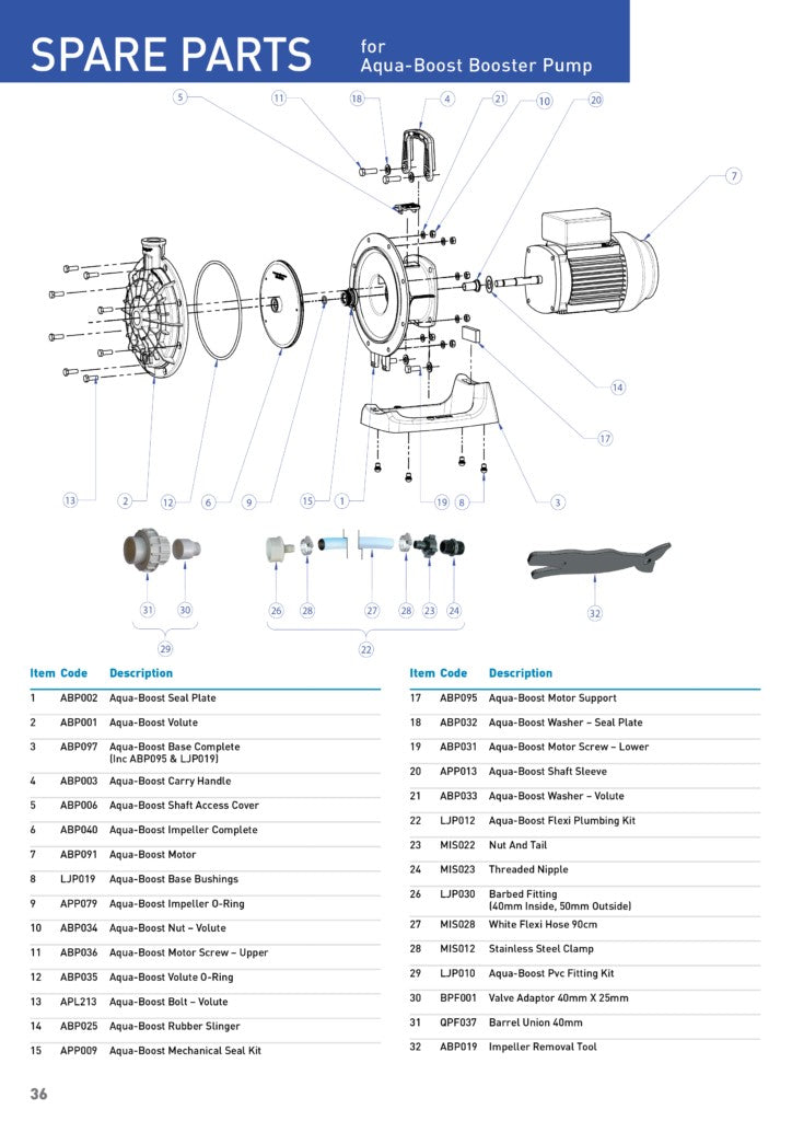 Jetvac Aqua-Boost Booster Pump Parts